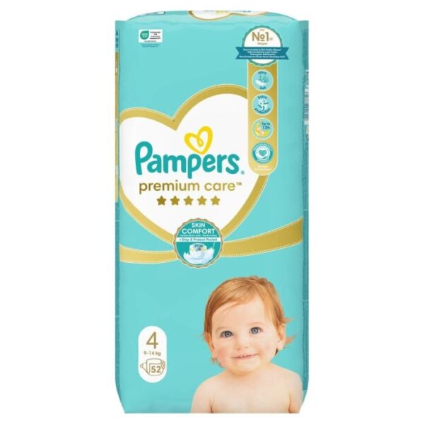 PAMPERS Premium Care Пелени за бебиња бр. 4 (9-14 кг), 52 пелени
