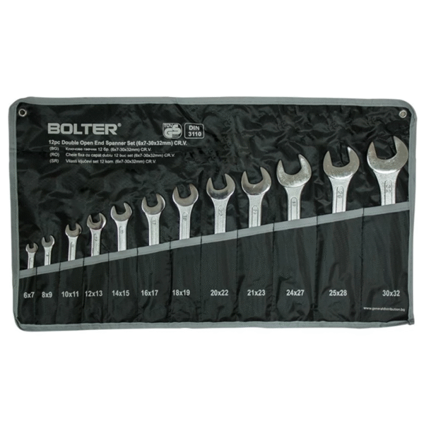 BOLTER LT13865 – Сет класични клучеви, 12 парчиња (6×7 до 30×32 мм), Cr-V