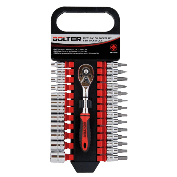 BOLTER XG53139 – Сет рачен клуч со додатоци 1/4", 27 делови, Cr-V
