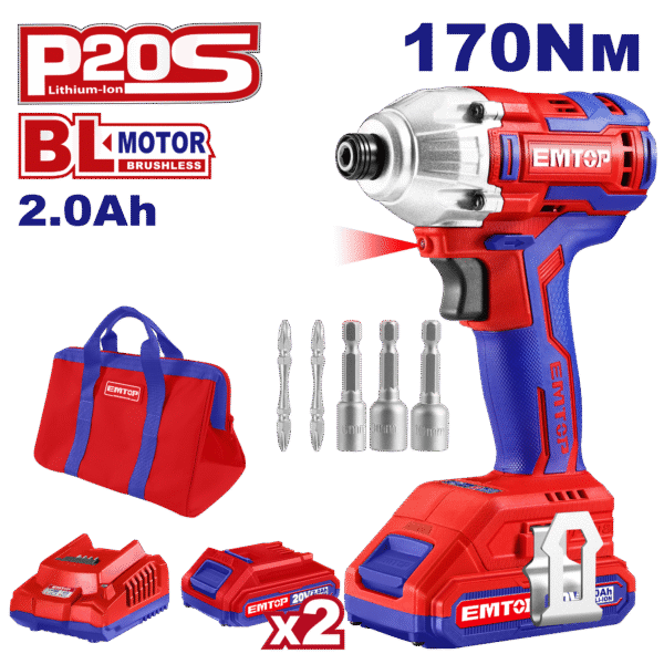 Батериски ударен одвртувач ECDLIR20221 Emtop