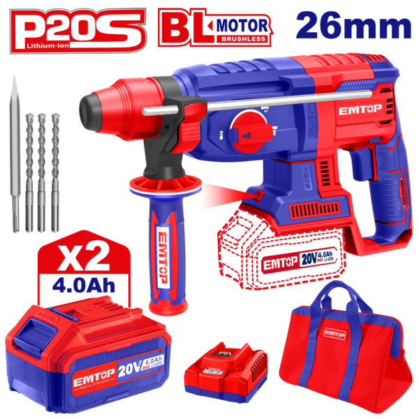 Батериска дупчалка-чекан ELRH202286 Emtop