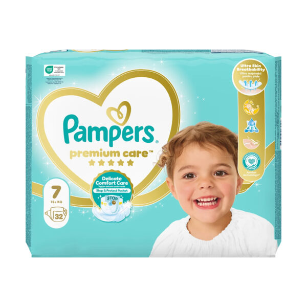 PAMPERS Premium Care Пелени за бебиња бр. 7 (15+ кг), 32 пелени