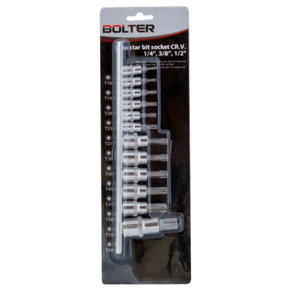 XG53116 12-делен сет ѕвездести битови CR.V. 1/4", 3/8”, 1/2"