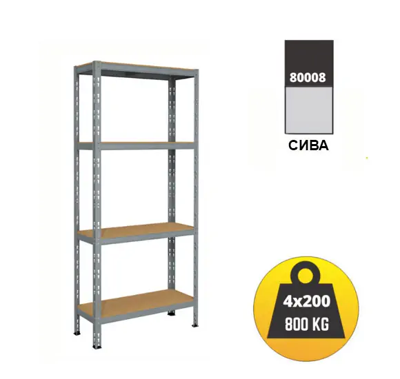МЕТАЛЕН РАФТ MAX 80008 180Х80Х30 4Х200KG