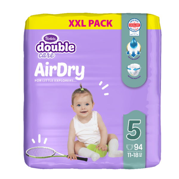 VIOLETA Double Care Air Dry Пелени за бебиња бр. 5 (11-18 кг), 94 пелени