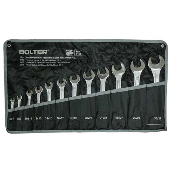 BOLTER LT13865 – Сет класични клучеви, 12 парчиња (6×7 до 30×32 мм), Cr-V