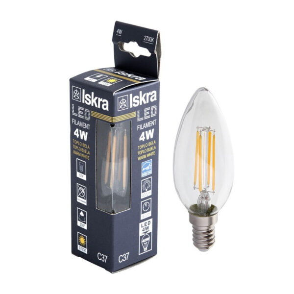 Iskra LED светилка C37 E14 4W Filament