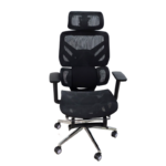 Менаџерски стол Ergonic – црн (со потпирач за нозе и механизам за релаксација) - Image 3