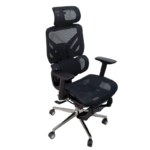 Менаџерски стол Ergonic – црн (со потпирач за нозе и механизам за релаксација) - Image 8