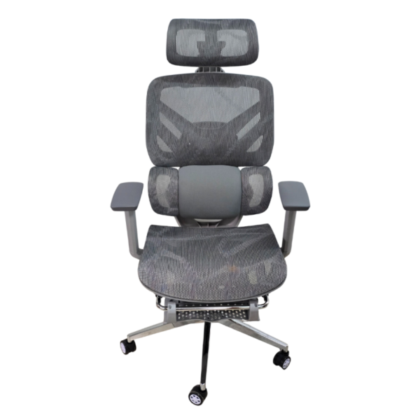 Менаџерски стол Ergonic – сив (со потпирач за нозе и механизам за релаксација)