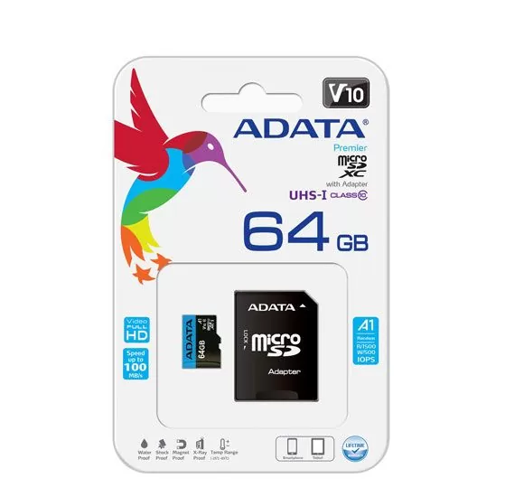 МЕМОРИСКА КАРТИЧКА MIKRO SD ADATA 64GB HC KLASA 10 UHC +1AD V10