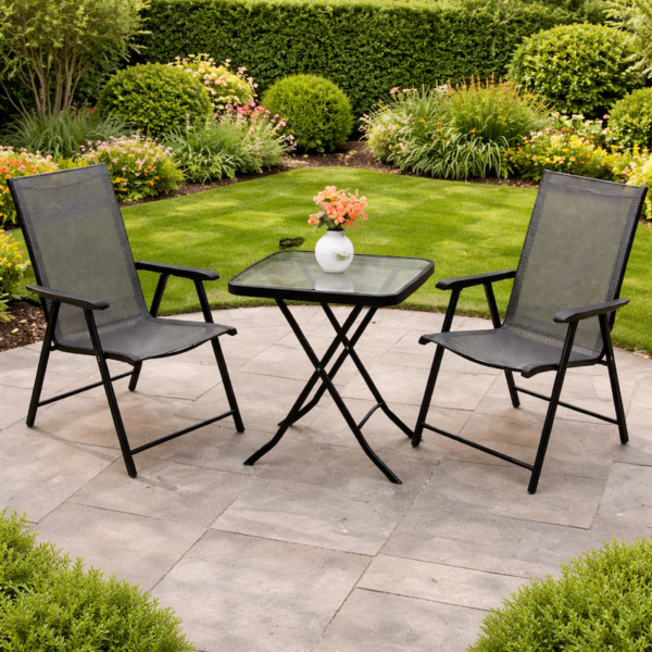 VERANO Бистро сет маса + 2 склопливи столици HY-005 (Мрежа)