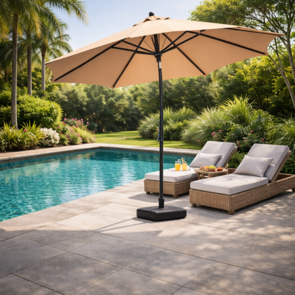 VERANO Чадор за двор TX-1046A Ø2.7 m со ротирачка глава (Tilting) + ПОДАРОК база резервоар за вода 22 L