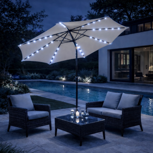 VERANO Чадор со LED осветлување TX-L001 Ø2.7 m + База резервоар за вода TX-B002 22 L