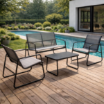 VERANO Lounge сет TX-F005 – фотелја + двосед + клуб маса (83×44.5×41 cm)