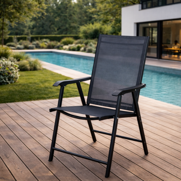 VERANO Склoплива градинарска столица TX-1055 (Црна мрежа)