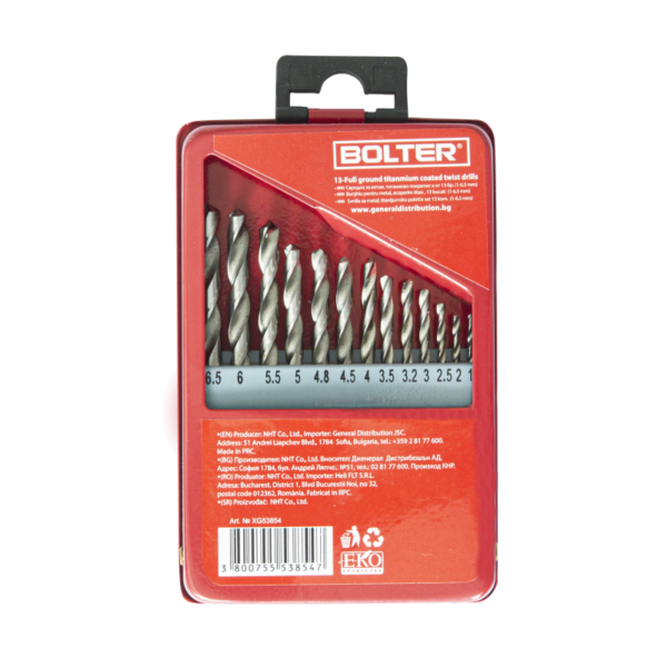 XG53854 13-делен титаниумски сет бургии