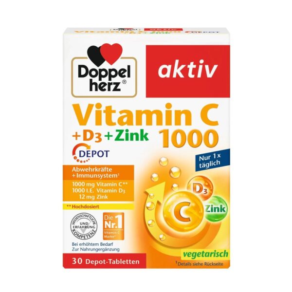 DOPPELHERZ VITAMIN C 1000MG+D3+ZINK X 30 TBL
