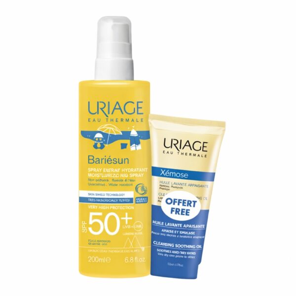 URIAGE SET BARIESUN MOISTURIZING KID SPRAY SPF50+ 200ML + XEMOSE CLEAN= SING SOOTHING OIL 50ML.
